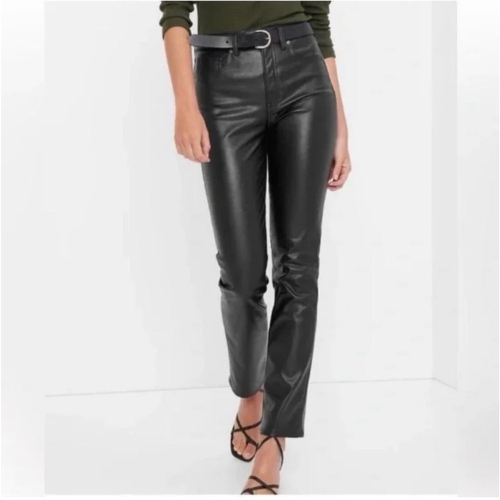 NWT GAP Black Straight-Leg Faux Leather Pants